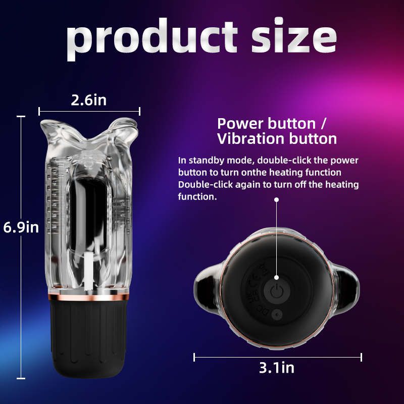 Men’s Licking Vibrating Heating Rechargeable Masturbator Sex Toy - 161 - Image 7